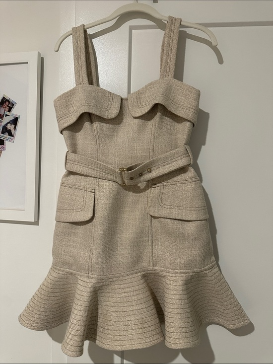Acler Dresses & Skirts - Acler Cream Tweed Belted Mini Dress